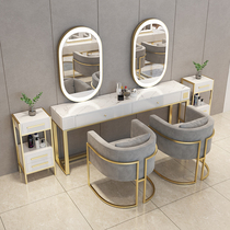 Barber shop mirror table Net red beauty salon perm with lamp mirror hair salon special tide double-sided simple makeup table