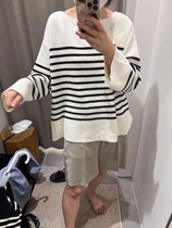 framework black and white striped early autumn with soft cotton sweater