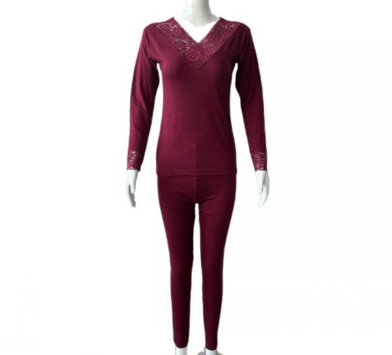 Original single women's thermal underwear set Lace lace v-neck thermal top thermal pants with wool heating set
Original single women's thermal underwear set Lace lace v-neck thermal top thermal pants with wool heating set