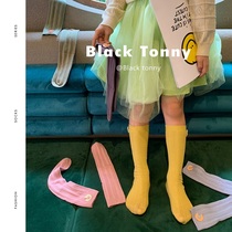 Small Black Tox Children Socks Boy Girl High Cylinder Socks Girl Heaps Stockings Stockings Stockings Little Black Toni Socks