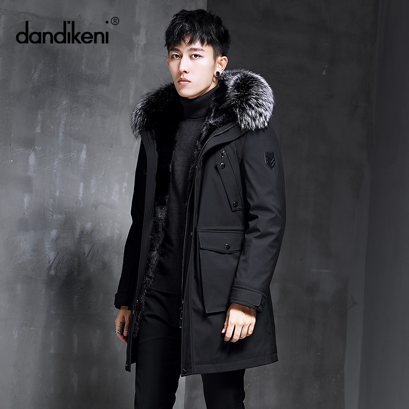 2022 new mink liner pie overcome coat men's tooling outdoor medium and long version youth fur and fur winter