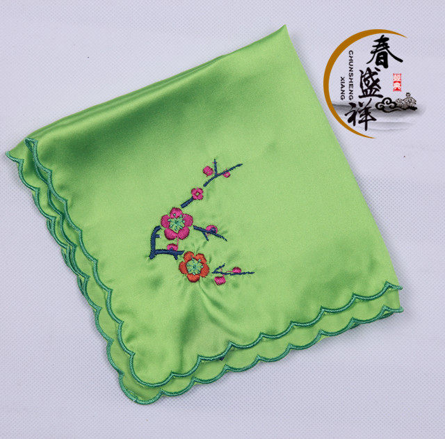 古典真丝手帕桑蚕丝手帕女士绣花手绢古代绸缎丝帕梅花-春盛祥服饰 真