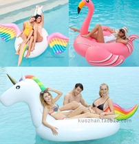 Environmental protection thickened inflatable unicorn Colorful Tianma colorful horse Swan Flamingo floating row mount swimming ring