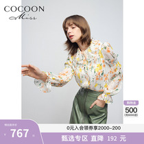 Miss COCOON2022 spring autumn new womens dress French style Dont design Feel Shatterflower Long Sleeve Blouse Shirt Woman