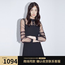 COCOON mall same 20 Autumn new womens temperament light mature wind sexy long sleeve black slim dress 5