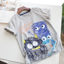 Small Monster Boy Pure Cotton Short Sleeve T-shirt 2018 Summer New paragraph Childrens clothing Bottom Half Sleeve Shirt CUHK Fairys Edition