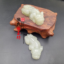 Hetian Jade Green and white jade Pixiu lucky Pichu Jade pendant Jade neck pendant Mens and womens jade certificate