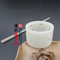 Hetian jade Green and white jade hollow hair crown Hair band Ancient Hanfu headdress COS shooting accessories Jade hairpin Hair comb jade