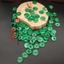 Emerald green small safe eardrop jade pendant DIY handmade accessories hair accessories small button round buckle Jade padded pendant