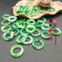 Bashan Jade emerald green floating flower round ring buckle accessories with safe buckle handmade DIY accessories circle round buckle hairpin