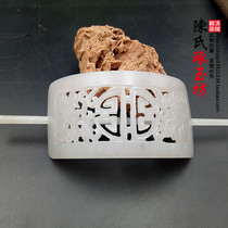 Hetian Jade hollow jade hair crown Hat crown Shooting props Hanfu ancient jade hair ornaments Hairpin Antique carved jade headdress