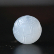 Natural Hetian Jade White Jade Lotus scattered beads hand-carved round beads play Buddha beads diy bracelet with beads