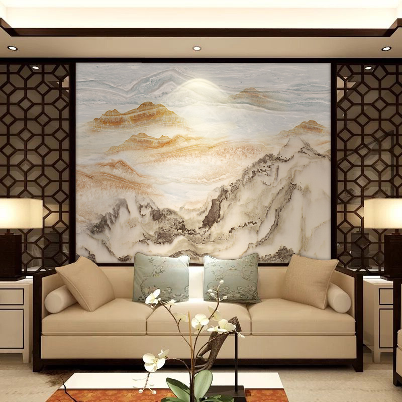 中式大理石电视墙