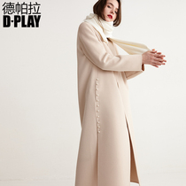DPLAY de para autumn and winter New European and American side open pearl buckle full wool double-sided tweed coat woolen jacket