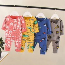 2021 fall new childrens autumn clothes autumn pants combed pure cotton cartoon baby lingerie suit baby two pieces