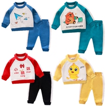 Foreign Trade Raw Single Fall Boy Clothes Girl Clothing Baby Weavee Children Two Sets Spring Autumn Clothing Baby Sports Suit