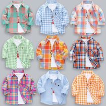 Boy Long Sleeve Plaid Shirt Jacket Spring Dress Spring Autumn Child Clothing Lining Childrens Baby Blouse Inch 1 Year Old 3 Tide