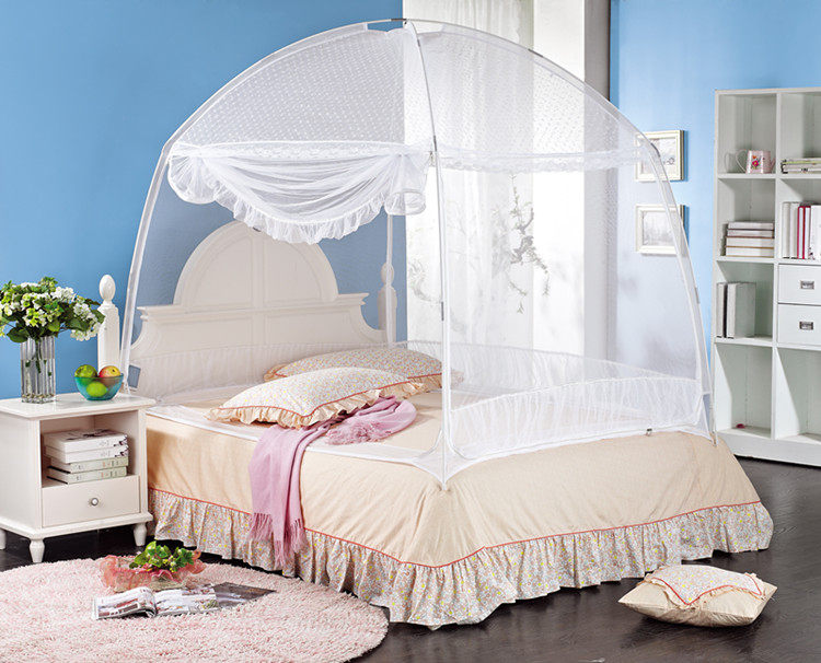 美梦水星 蒙古包蚊帐三开门拉链式圆顶加高可挂风扇有无底蚊帐