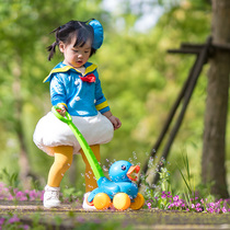 Cute Anecdole Trolley Small Duck Automatic Blow Bubble Machine Baby Learning Step Cart Without Dirty Hands Without Leaking Toy Presents