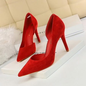 188-3 han edition high fashion contracted with suede shallow mouth pointed sexy thin side hollow out single women high h