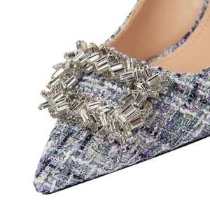 Han edition banquet high heels since 278-9 with cloth cover shallow mouth pointed sexy show thin metal diamond single sh