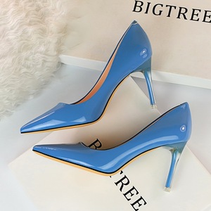 1729-1 han edition delicate show thin transparent crystal high-heeled shoes with high heels paint shallow mouth pointed 