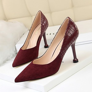 278-11 European and American fashion high contracted with suede splicing serpentine shoes sexy thin nightclub single sho