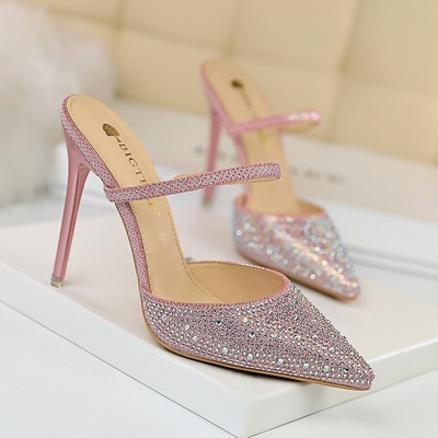 86-20 han edition high-heeled shoes with light colored diamonds for women&apos;s shoes is fine pointed mouth with rhines