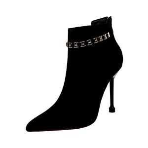 663-6 European and American fashion contracted sexy high-heeled suede party nightclub show thin pointed metal chains fem