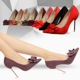 395-1 han edition fashion high heels for women's shoes high heel with shallow mouth sweet pointed suede bow single shoes