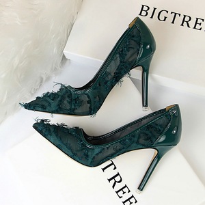 501-1 han edition fashion thin and shallow mouth pointed high-heeled shoes sexy show thin mesh hollow-out maomao shoes f