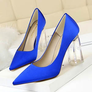 2993-1 han edition fashion with satin transparent crystal with high light mouth pointed sexy heels wedding shoes women&a