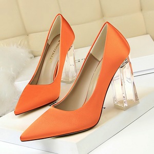 2993-1 han edition fashion with satin transparent crystal with high light mouth pointed sexy heels wedding shoes women&a