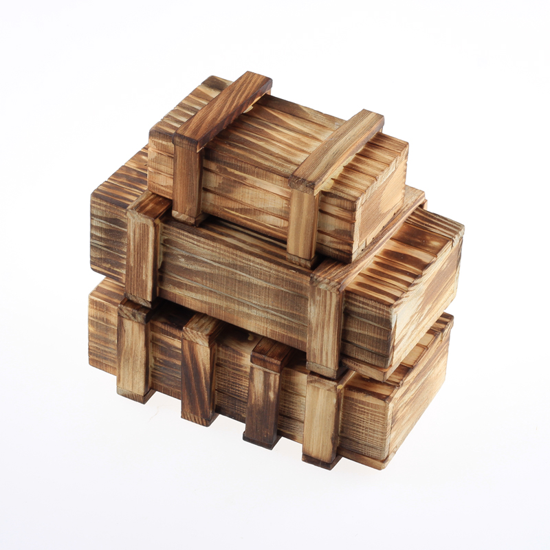 保蒂卡三开魔盒鲁班孔明锁益智玩具木制成人智力单开机关盒子包邮