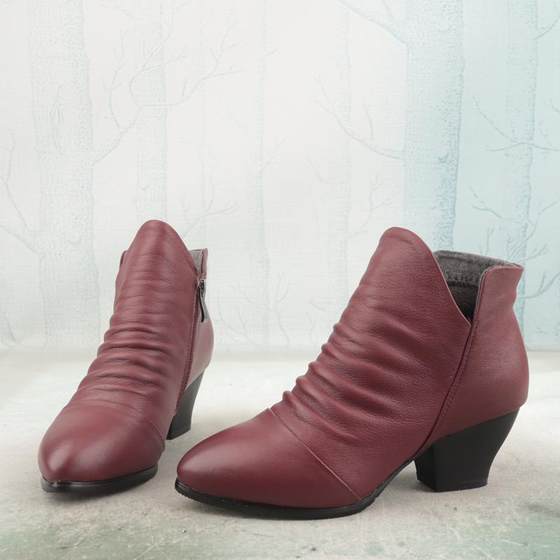 Wrinkled soft cowhide genuine leather round toe thick high heels simple women's shoes versatile women's boots ankle boots fashion boots X82-3
Wrinkled soft cowhide genuine leather round toe thick high heels simple women's shoes versatile women's boots ankle boots fashion boots X82-3