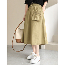Xiao said design sense relaxation with sexual elegance Summer thin pocket Pocket Umbrella Skirt half body dress A character umbrella skirt