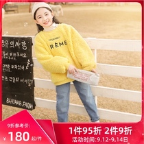 Female big boy autumn winter coat short Lamb hair Foreign Style 2020 New Winter Childrens sheep cut hair thick coat