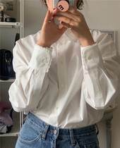 South Korea modestmood2022 spring cotton fresh flowers lace casual white shirt womens design sense is small