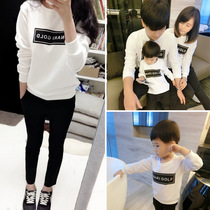 Parent-child autumn model 2021 new family of three childrens letter long sleeve T-shirt cotton sweater tide