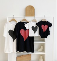Baby parent-child dress summer dress Korean version mother and daughter dress Mother and child foreign style A family of three and four black and white love T