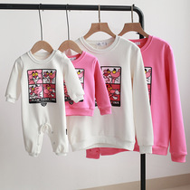 Parent-child clothing 2020 spring and autumn new tide Family clothing a family of three sweater pullover long sleeve baby one-piece tide