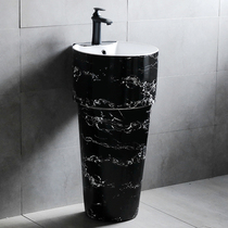 Creative personality ceramic column basin bathroom vertical art wash sink balcony integrated floor-to-ceiling small washbasin