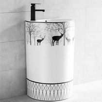 Creative Nordic column basin ceramic integrated floor standing stand-up wash basin bathroom balcony personality art washbasin