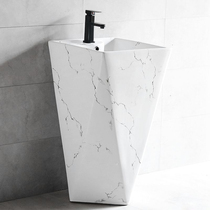 Ceramic one-piece column basin stone pattern balcony vertical washbasin art wash face wash wash wash basin bathroom large sink