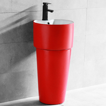 Creative personality column basin bathroom ceramic vertical washbasin balcony integrated floor-to-ceiling washbasin small apartment