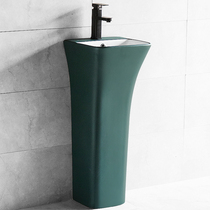 Simple small apartment type column basin ceramic integrated floor-standing balcony sink small bathroom vertical washbasin