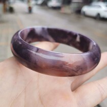 Xinjiang Gold Silk Jade Bracelet Jade Bracelet Playful Violet Float Flowers Gobi Jade Natural Jade Bracelet Handring Accessories