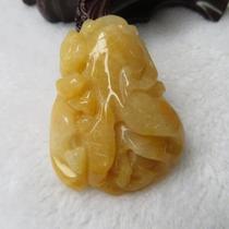 Natural yellow dragon jade pendant pendant male and female with a long section 100 lap sweater chain Yupei hanging decoration 100 Fortune