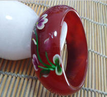 Natural jade agate bracelet red Manau green agate widening of thickened jade bracelet with inlaid bracelet woman
