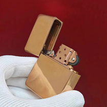 Handmade red copper single hinge rounded version heavy armor kerosene lighter mens armor creative personality 208g